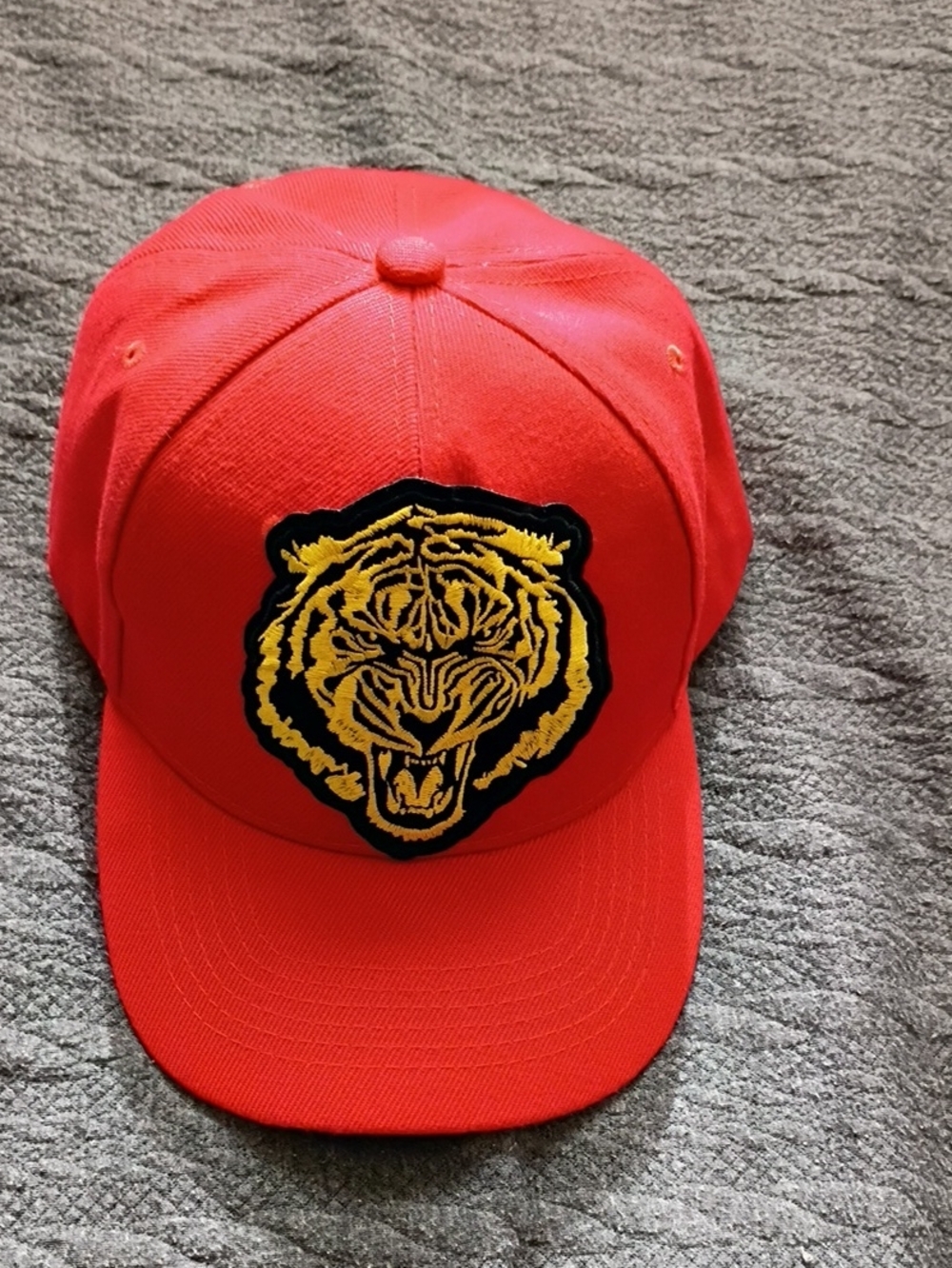 Gildan Red Baseball Cap with Yellow Tiger Patch